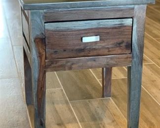2pc Rustic Wood Plank End Tables PAIR	24x20x20in	HxWxD
