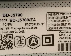 #3 Samsung Blu Ray DVD Player BD-J5700		
