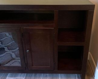7ft Dark Wood AV Media Cabinet 37x84x18in HxWxD