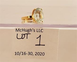 Aquamarine and 18 k gold ring