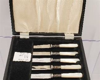 Sheffield & sterling mother of pearl knives
