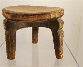 antique primitive carved wood stool