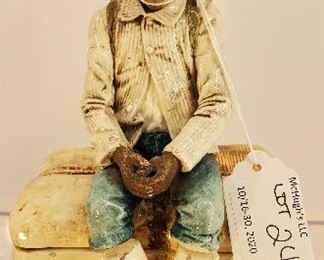 Majolica Blackamoor boy tobacco jar