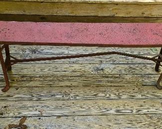 Antique metal bench with original paint