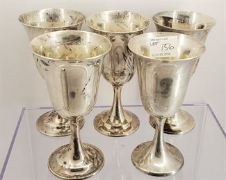 5 Sterling silver goblets