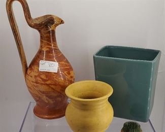 North Carolina Pottery Pitcher, Weller vase, McCoy planter