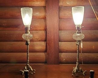 antique silver and crystal sideboard lamps
