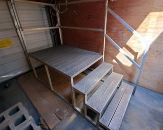 Aluminum Stairs Case With Hand Rail, 70in x 87in x 39, Platform Measures 57in x 39in