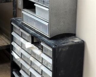 Tabletop Hardware Organizer Bins Qty 2, Including Contents