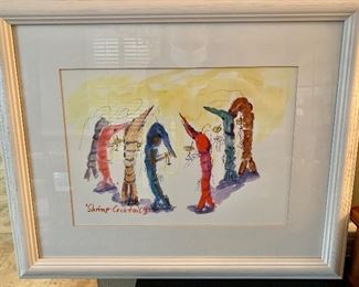 $120 - "Shrimp Cocktail" watercolor.  21" W x 17" H. 
