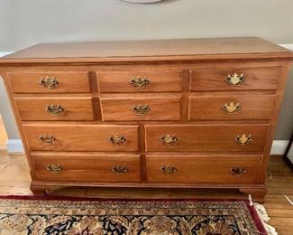 $350 - Classic wood dresser.   58" W, 19.5" D, 35.5" H. 