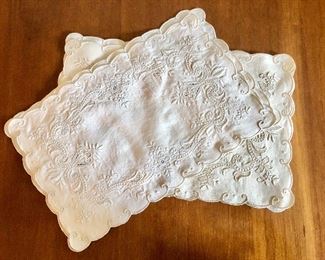 $40 - Embroidered linen placemats (8).  15.5" x 10" 