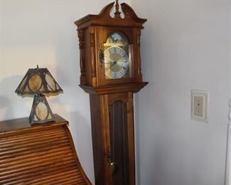 Grandmother clock, works, chimes on quarter hour