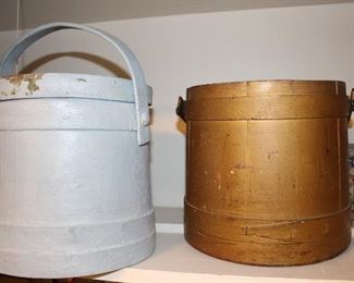 Two sugar buckets - one without a lid