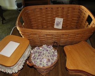 Longaberger baskets and accessory pieces