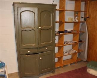 Great painted green antique kitchen cabinet