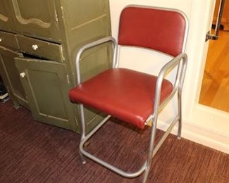 Vinyl and metal barber style chair