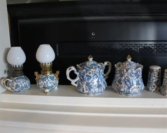 Dainty blue and white, priced individually, Lefton blue paisley