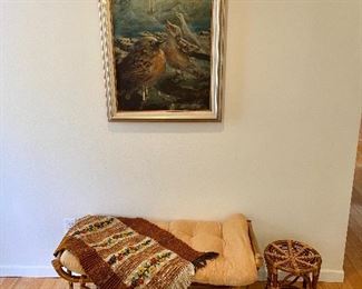 Vintage bamboo bench and table.
