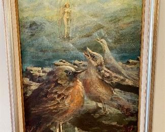 Large oil painting by listed Polish artist Krystyna Owczarska.
