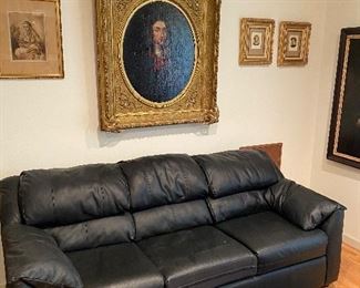 Pleather sofa bed.
