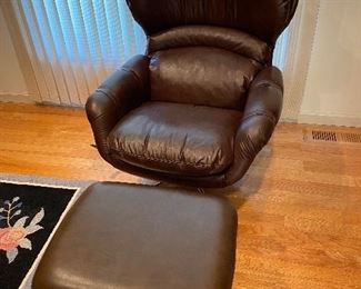 Overman lounge chair and ottoman.