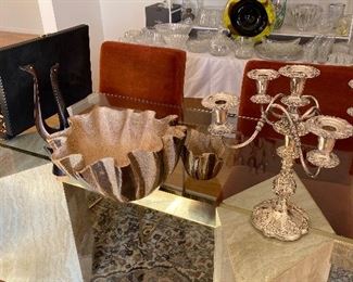 Gorgeous Sheffield silver plate candelabra # 1114.