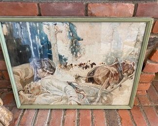 Old watercolor depicting an attack on Poland.