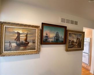 Boat oil paintings.