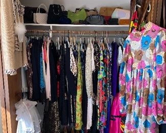 1 of 2 closets FILLED with women's clothes, shoes and handbags.