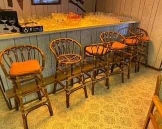 Vintage bamboo bar stools.