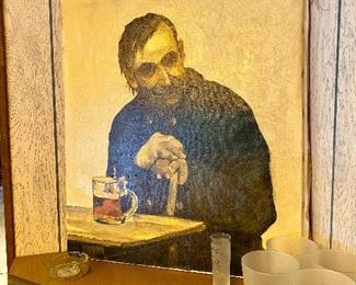 Creepy drunk guy oil painting.
