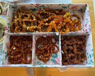 Strands of raw amber.