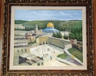 Nicely framed and matted painting of the Dome of The Rock.