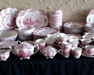 Johnson Brothers Old Britain Castle Dinnerware, 10 five piece place settings plus  serving pieces and accessories.