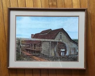 Old Church Hill Mill, matted and framed