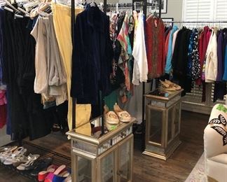 LOTS of beautiful clothes, most brand new, available in size XL to 1X.  Almost new or never worn shoes in size 9 too.