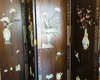 Inlaid screen with jade, quartz and other precious stones, brought from Taiwan in 1965.