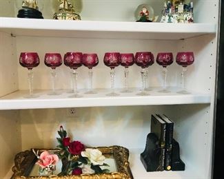 Fabulous pink hand blown and cut crystal wine hocks brought from Austria. Original price $1000. Come see our sale price! You won't believe it!