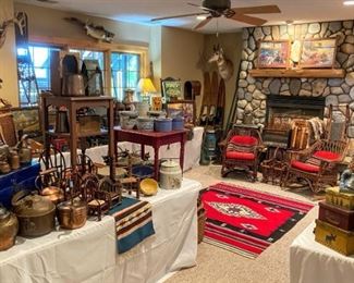 •	Selection of Vintage Sporting Goods, Red Wing Stoneware, Antique Copper.