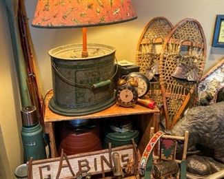 •	Minnow Bucket Lamp, Child's Snowshoes