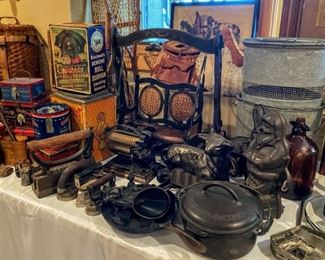 •	Selection of Cast Iron, Griswold Cookware, Cake Molds