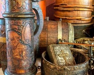 •	Antique Scandinavian Wood Tankard,                                 
•	11th Century Scandinavian Bowl