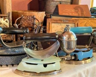 •	Vintage Enamel Gas Irons
