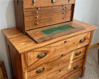 •	Butternut Spoon Carved Chest