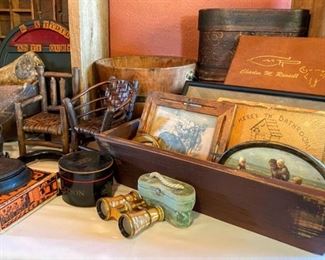 •	Opera Glasses, Miniature Hickory Chairs