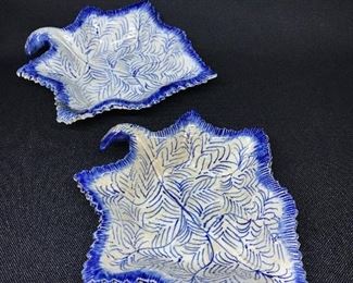 19th century blue and white pickle dishes