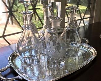 Cut crystal decanters, including a Baccarat