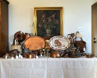 Collection of antique German, French, Italian, and Portuguese copper; antique and vintage 