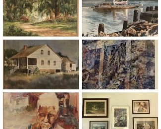Original watercolors by Louisiana artists Bill Stracener, Stan Routh, Judi Betts, Paul Arst, and Joe Yoder. 